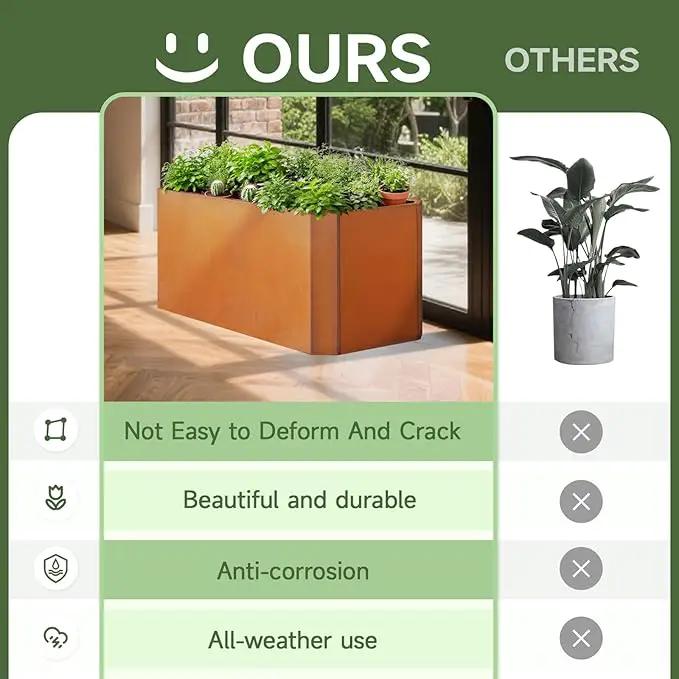 Steel Planter Box-36"x15"x15"-Large Rectangular Planter Matel -Outdoor Indoor-Corten Steel Planter Box Heavy Duty Commercial Residential for Patio Porch Deck Home Backyard by GreenHaven Gardens