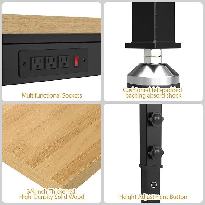 48" Adjustable Workbench,Heavy-Duty Work Table,3000 LBS Load Capacity Particleboard Hardwood Workstation Outlets with Power Strips and Fixed feet,for Workshop, Garage by GreenHaven Gardens