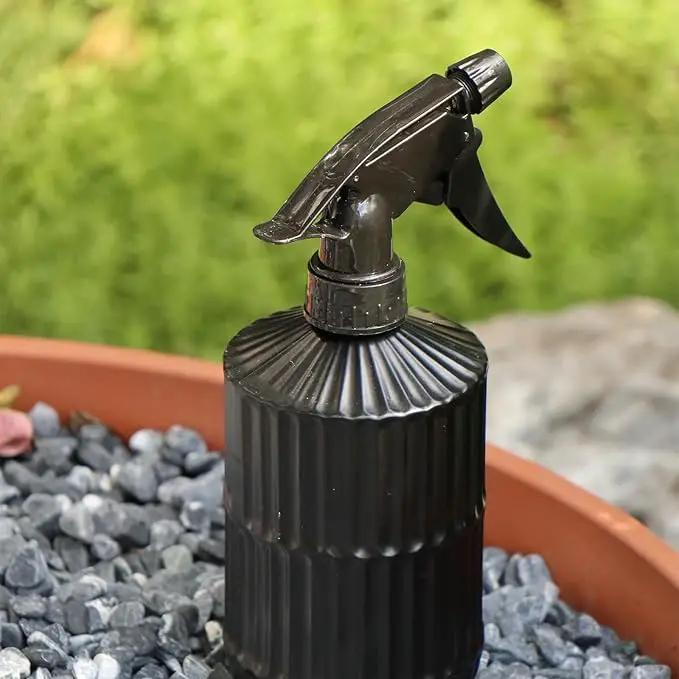 OFFIDIX Glass Spray Bottle, Pressure Watering Can, Indoor Plant Mister, Adjustable Nozzle Watering Glass 0.45L/15.22oz Spray Bottle for Garden Plants Cleaning Solutions (Black) by GreenHaven Gardens