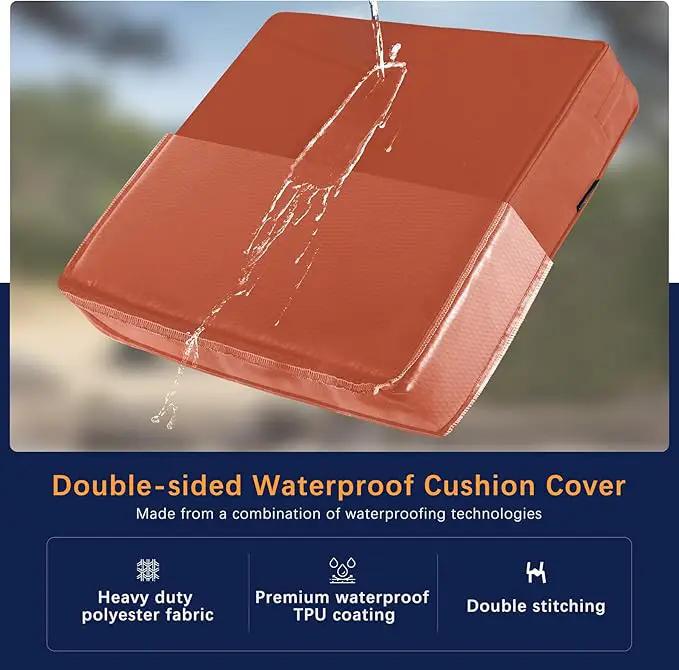 Favoyard Outdoor Seat Cushion Set 24 x 24 Inch Waterproof & Fade Resistant Patio Furniture Cushions with Removable Cover Deep Seat & Back Cushion with Handle and Adjustable Straps for Chair Sofa Couch by GreenHaven Gardens