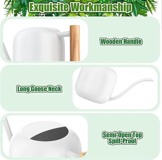 Green Moon Water Can Indoor Plant White 1.2L/41oz with Long Spout Small Water Can Metal Watering Can Pot for Indoor House Plant Bonsai Outdoor Garden Flowers Decorative by GreenHaven Gardens