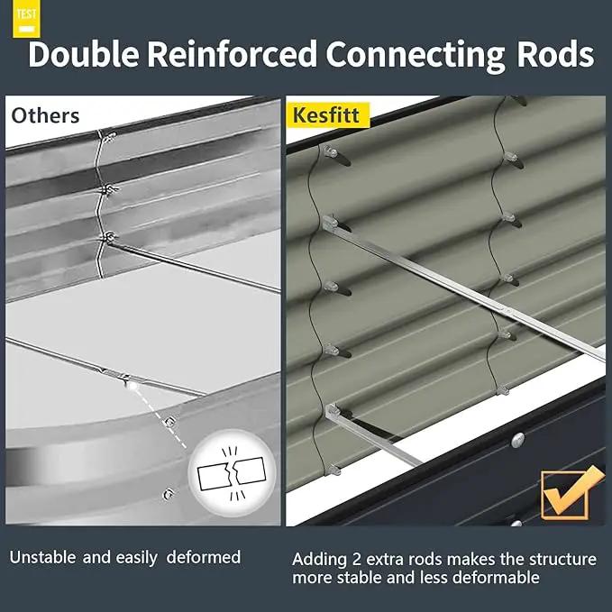 Kesfitt Galvanized Raised Garden Bed Kit,18" Tall 7-in-1 Outdoor Metal Planter Boxes with Safety Edging,8×2×1.5FT Modular Large Steel Raised Beds for Gardening Vegetables Fruits Flower by GreenHaven Gardens