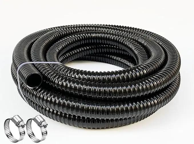 Sump Pump Hose 1 1/4 inch Id Pond Tubing Black Plastic Corrugated Strong Flexible Drain Water Hose 20Ft by GreenHaven Gardens