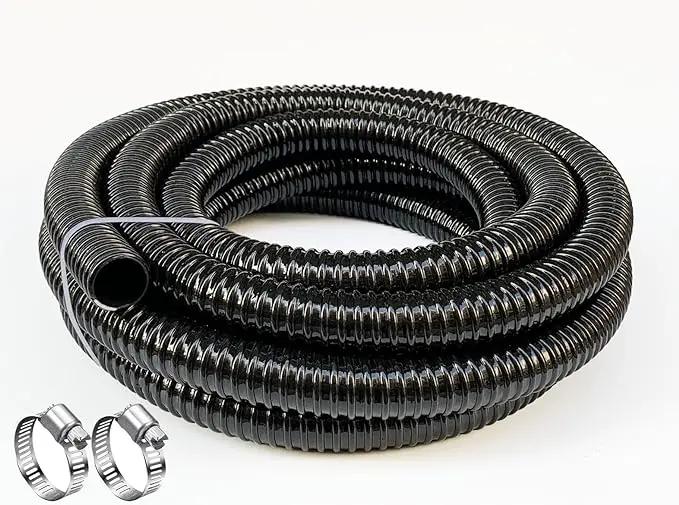 Pond Tubing 1 1/2 inch Id Black Plastic Corrugated Water Hose Strong Flexible Sump Pump Drain Hose 20Ft by GreenHaven Gardens