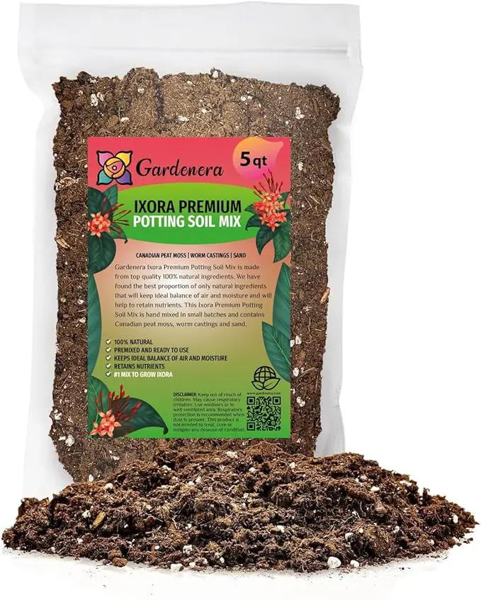 Premium Ixora Plant Soil Mix by Gardenera - Stimulate Growth and Elevate Colorful Blooms with Nourishing Formula - 5 Quart by GreenHaven Gardens