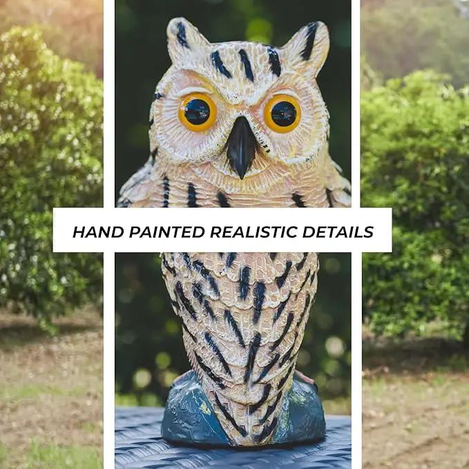 Galashield Owl Decoy | Plastic Owls to Scare Birds Away | Owl Statue for Garden & Outdoors - Pack of 3 by GreenHaven Gardens