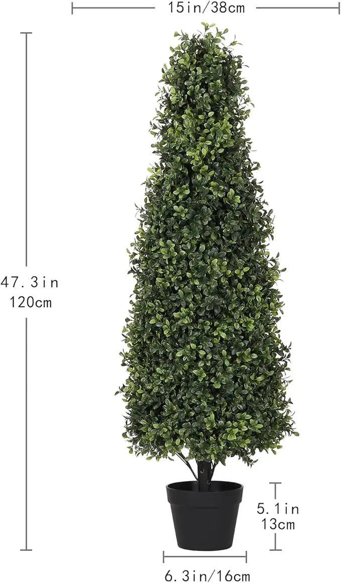 4ft Artificial Boxwood Topiary Trees (Set of 2) - UV Resistant Faux Plants Outdoor, Realistic 48in Fake Potted Bushes and Shrubs for Front Porch, Planter, Patio - Low Maintenance & Evergreen by GreenHaven Gardens