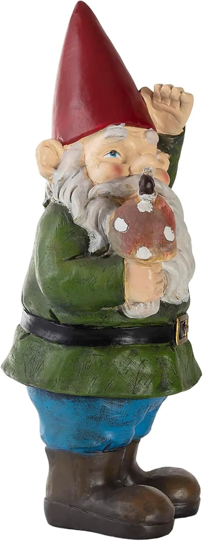 Alpine Corporation 12" Tall Outdoor Garden Gnome with Mushroom Yard Statue Decoration by GreenHaven Gardens