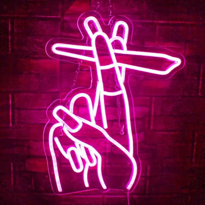 WLHOPE Pink Led Hand Neon Sign for Wall Decor Gesture USB Nail Hand Man Cave Neon Light Sign for Bedroom Home Bar Girls Room Nail Room Salon Party Decor Gift for Women by GreenHaven Gardens