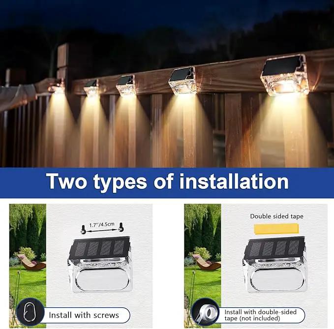 Solar Outdoor Lights 8 Pack, Solar Fence Deck Lights, Waterproof Powered Outside Lighting for Step Railing Wall Pool Stair Yard Garden Patio Pool Decorations by GreenHaven Gardens