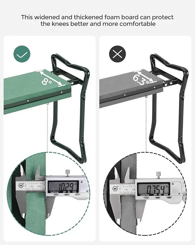 SONGMICS Garden Kneeler and Seat, Multifunctional Garden Kneeling Bench, Gardening Gifts for Women Men, Folding Gardening Stool, with 2 Tool Bags, 8-Inch Wide Kneeling Pad, Dark Green UGGK060L01 by GreenHaven Gardens