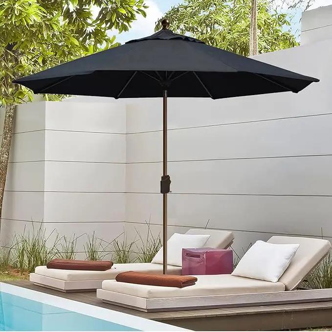 EliteShade USA 10-Year-Non-Fading 10Ft Market Umbrella Patio Umbrella Outdoor Table Umbrella with Ventilation, Black by GreenHaven Gardens