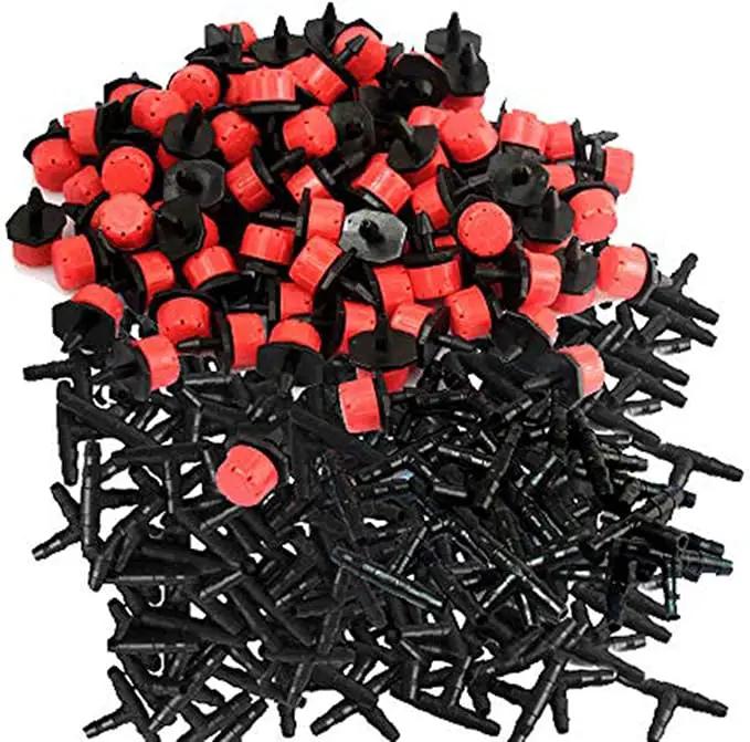 Drip Irrigation Kit Adjustable Drip Irrigation Dripper, Drip Irrigation Tee Rod Connector, Lawn and Herb Garden Irrigation Hose Fitting Sprinkler Irrigation System / 50 Pairs(Black+ Red) by GreenHaven Gardens