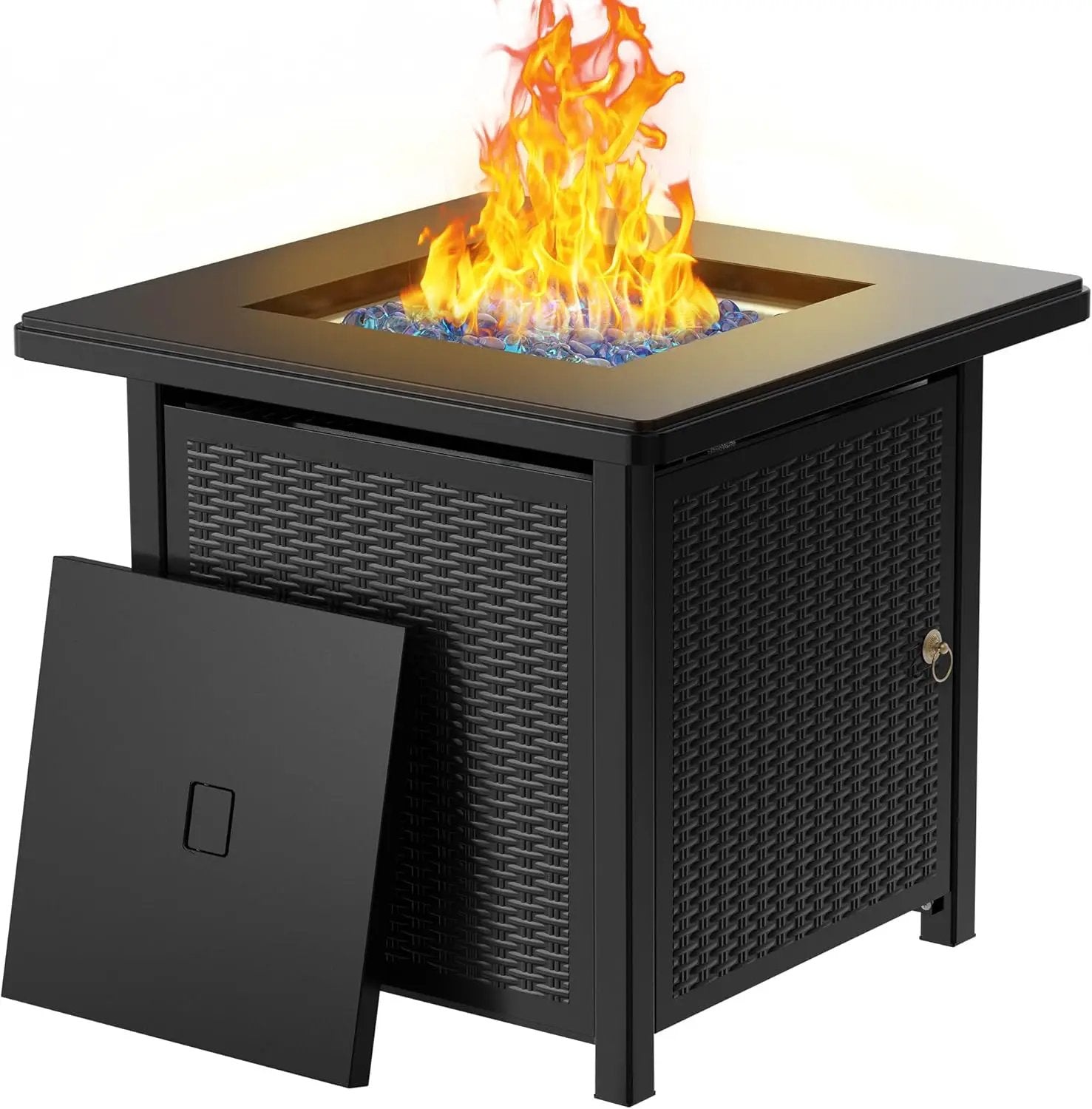BALI OUTDOORS 50000 BTU Propane Fire Pit with Lid, 28 inch Fire Pit Table Outdoor, Black Firepits for Outside Backyard, Patio by GreenHaven Gardens