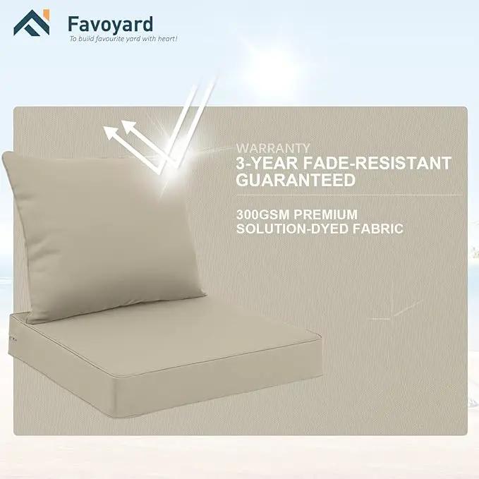 Favoyard Outdoor Seat Cushion Set 22 x 24 Inch Waterproof & Fade Resistant Patio Furniture Cushions with Removable Cover Deep Seat & Back Cushion with Handle and Adjustable Straps for Chair Sofa Couch by GreenHaven Gardens