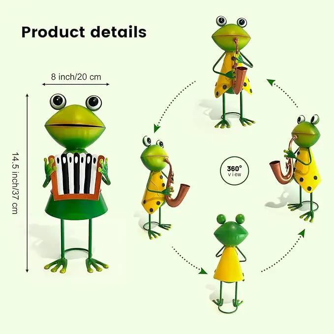 HONGLAND Metal Frog Garden Decor - Metal Frog Outdoor Statue -Funny Garden Frog Decorations - 3D Frog Figurine - Christmas Holiday Housewarming Gifts Lawn Patio Yard Garden Decor (Saxophone) by GreenHaven Gardens