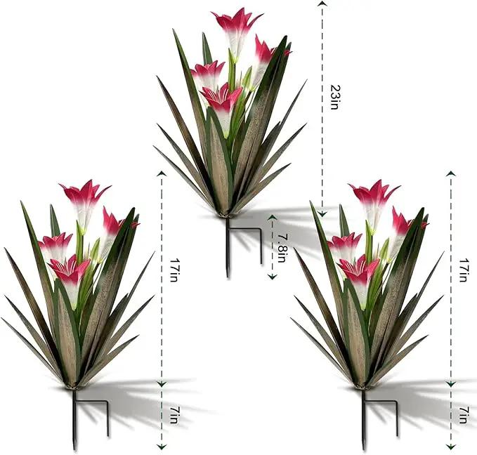 Homight Metal Agave Plant Outdoor Decoration Outdoor Garden Decoration Lily Mexican Yard Art Plant Garden Agave Lily Decorative Garden Gift (3 Big Red Lilies), HM-390-345 by GreenHaven Gardens