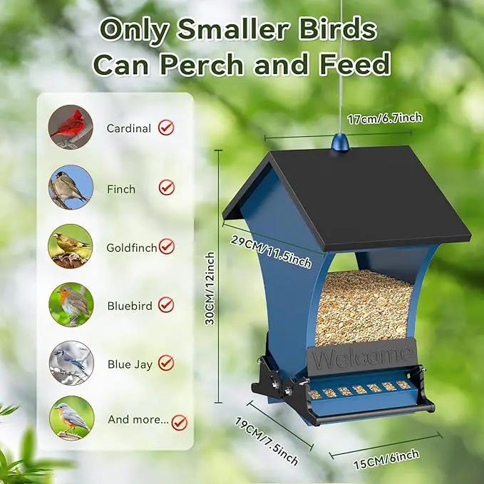 Wildpark Squirrel Proof Bird Feeders for Outdoors, 5LB Metal Hanging Feeders, Large Wild Feeders for Cardinals, Chickadees, Durable Backyard Feeders -One in Blue by GreenHaven Gardens