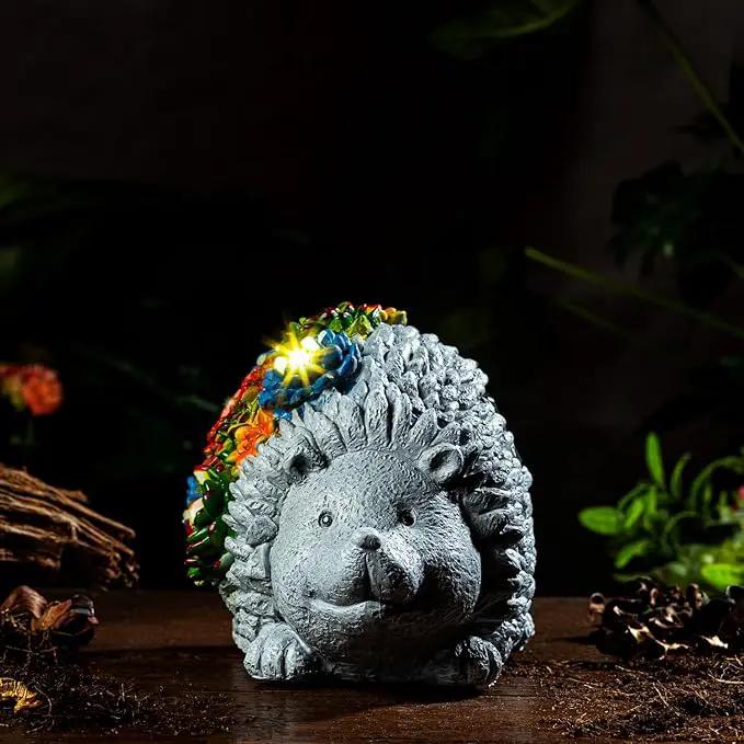 Solar Garden Statue – Cute Hedgehog with 7 Warm LED Lights, Solar-Powered & Weatherproof – Outdoor Lawn, Patio & Yard Décor – Charming Gift for Home & Garden Lovers by GreenHaven Gardens