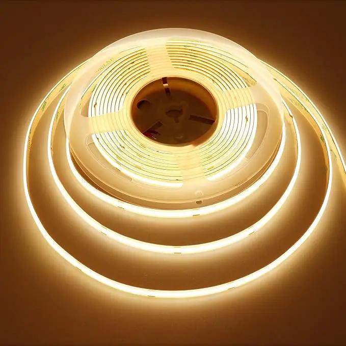 24V COB LED Strip Light Warm White 3000K 5M/16.4ft 2400LEDs Waterproof IP65 Uniform Glow CRI 93+ Flexible LED Tape Lights for DIY Cabinet Bedroom Kitchen Home Decor(No Power Supply) by GreenHaven Gardens