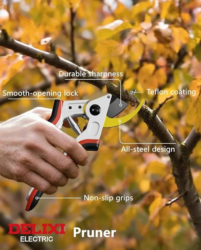 8.1" Pruning Shears for Gardening (Durable and Sharp Teflon-coated SK5 Blade)(Ergonomic Rubber Non-slip Handle) Bypass Garden Shears Up to 1 Inch Cut Capacity by GreenHaven Gardens
