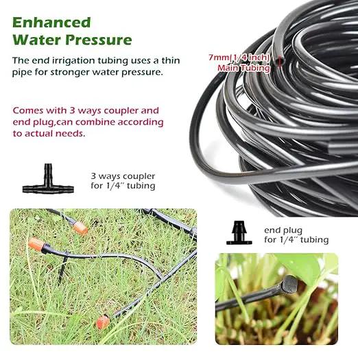 Adjustable Drip Irrigation System for Garden,Lawn Patio, Raised Beds - Automatic Irrigation Kits and Drip Emitters with 1/2" and 1/4" Irrigation Tubing (49FT + 49FT) by GreenHaven Gardens