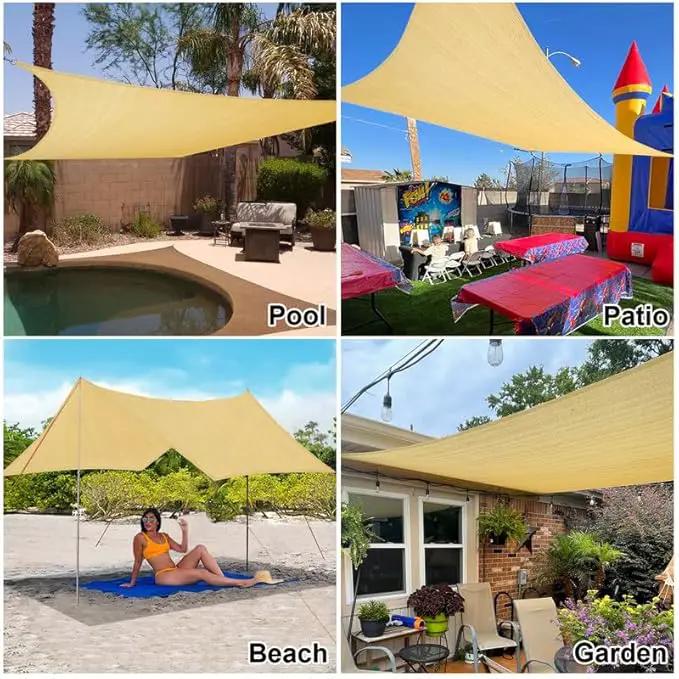 Amagenix Outdoor Sun Shade Canopy, 13X20 FT Sand UV-Blocking Awning for Patio, Garden & Backyard - Custom Size by GreenHaven Gardens