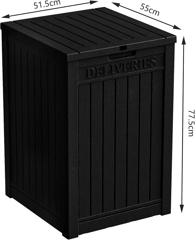 55 Gallon Plus Lockable Resin Deck Box, Waterproof Outdoor Storage Box for Patio Furniture, Garden Tools, Pool Accessories, UV-Resistant Outside Delivery, Black by GreenHaven Gardens