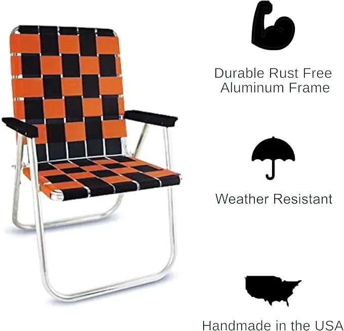 Lawn Chair USA Folding Aluminum Outdoor Patio Lawn Chair | Heavy-Duty Webbed Chairs for Camping, Sports, Beach, Yard & Tailgating | Lightweight Portable | Classic - Halloween Theme by GreenHaven Gardens