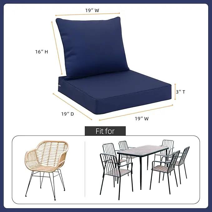 Favoyard Outdoor Seat Cushion Set 19 x 19 Inch Waterproof & Fade Resistant Patio Furniture Cushions with Removable Cover Deep Seat & Back Cushion with Handle and Adjustable Straps for Chair Sofa Couch by GreenHaven Gardens