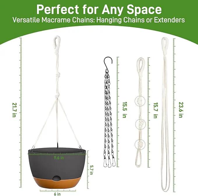 10 Inch Hanging Planters for Indoor & Outdoor Plants (2 Pack) - Self-Watering & Drainage Flower Pots with 2 Kinds of Plant Hangers for Home Decor & Garden (Deep Gray, 10 in) by GreenHaven Gardens