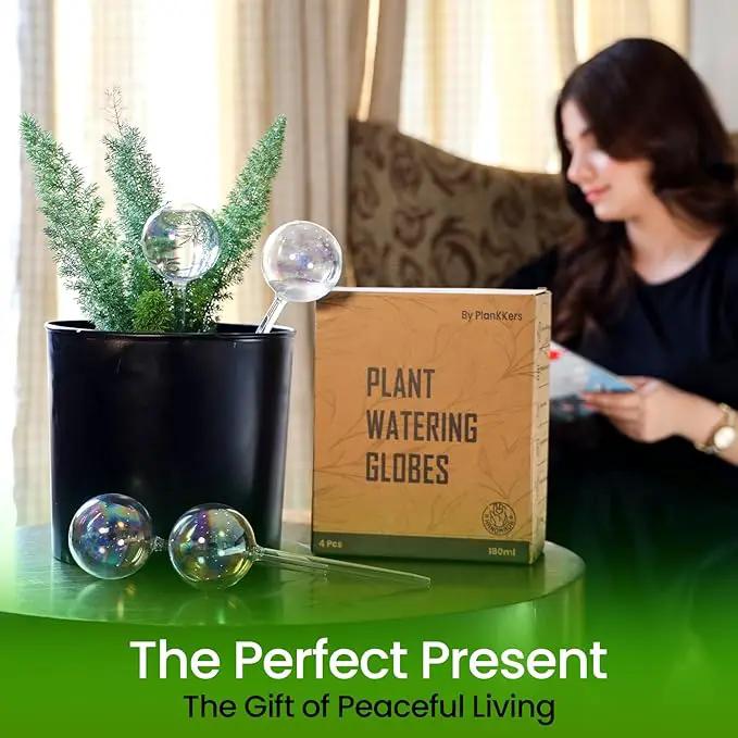 4 Pcs Iridescent Self Watering Globes, Glass Rainbow Plant Watering Globes, Self Watering Planter Insert, Automatic Plant Waterer Indoor, Plant Watering Devices, Plant Water Globes, Watering Bulb by GreenHaven Gardens