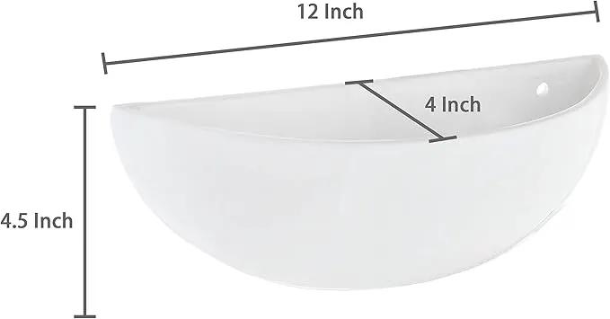 MyGift White Ceramic Wall Planters for Indoor Plants, Half Bowl Hanging Vase, Wall Mounted Succulent Planters, Set of 2 by GreenHaven Gardens