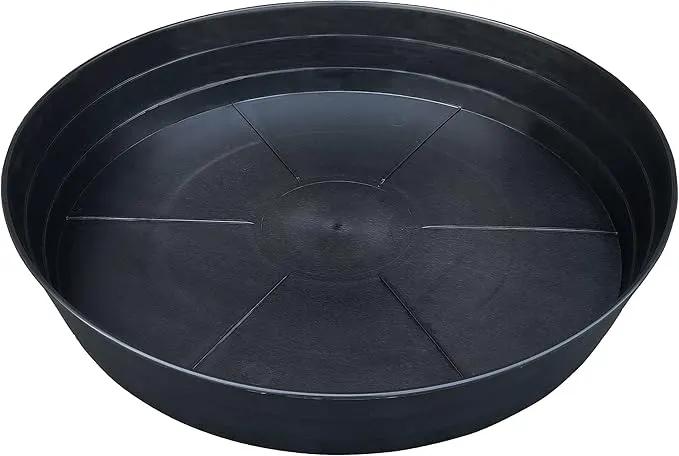 25 Inch Extra Large Planter Saucer, Extra-Deep 4.25 in Black Drip Trays for Flower Pot, Heavy Duty Drainage Tray Indoors No Holes, Plastic Plant Plate Water Catcher for Pots Base 19 20 21 22 in by GreenHaven Gardens