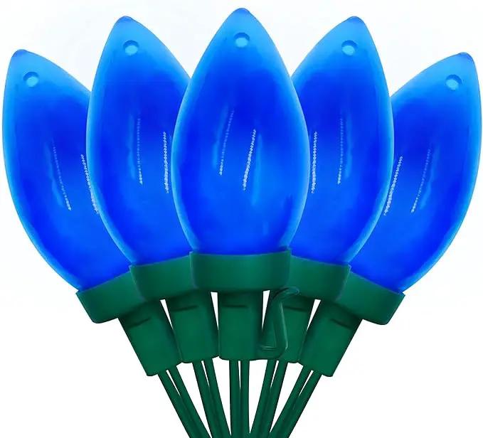 C9 Christmas Lights Outdoor 50 LED Blue Strawberry Waterproof String Lights Xmas Tree Indoor Decoration Plug in 34.5 Feet Used for Home Festive Courtyard Patio Garden(Blue) by GreenHaven Gardens