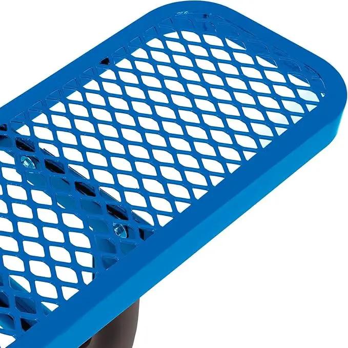 Global Industrial 8'L Rectangular Picnic Table, ADA Compliant, Expanded Metal, Blue Thermoplastic Coating, Attached Benches, 1-1/2” Umbrella Pole Hole, Outdoor-Rated by GreenHaven Gardens