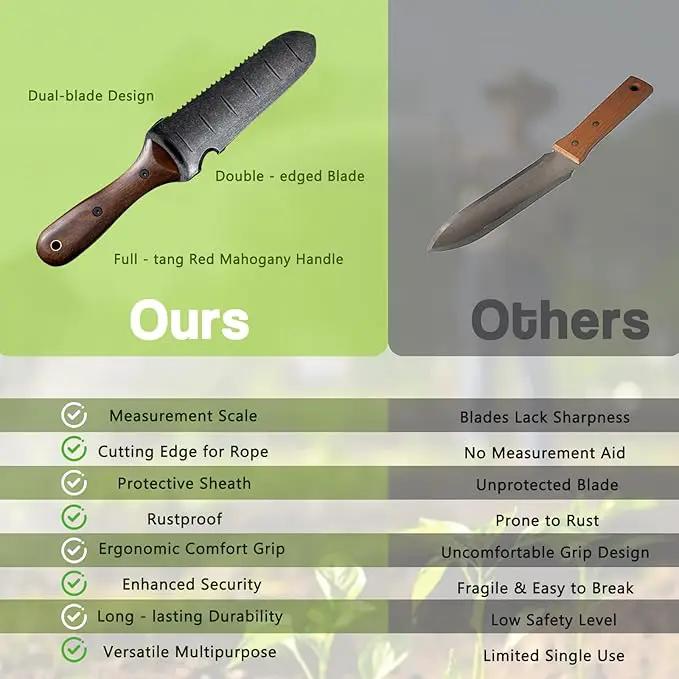 Gracfulcub Garden Knife for Weeding, Garden Tools with Sheath, Full-Tang Wood Handle, 7" Stainless Steel Blade with Cutting Edge by GreenHaven Gardens