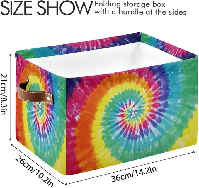 Tie-Dye Rectangular Storage Basket Organizer Bin Shelf Baskets For Clothes Gifts For Home Office Dorm by GreenHaven Gardens