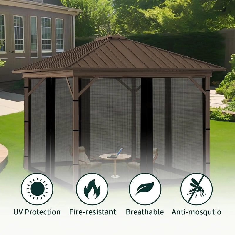 Replacement Gazebo Mosquito Netting 10' x 10',Universal Netting for Canopy Tent,4-Panel with Zipper for Outdoor Patio,Backyard (Mosquito Net Only,Black) by GreenHaven Gardens