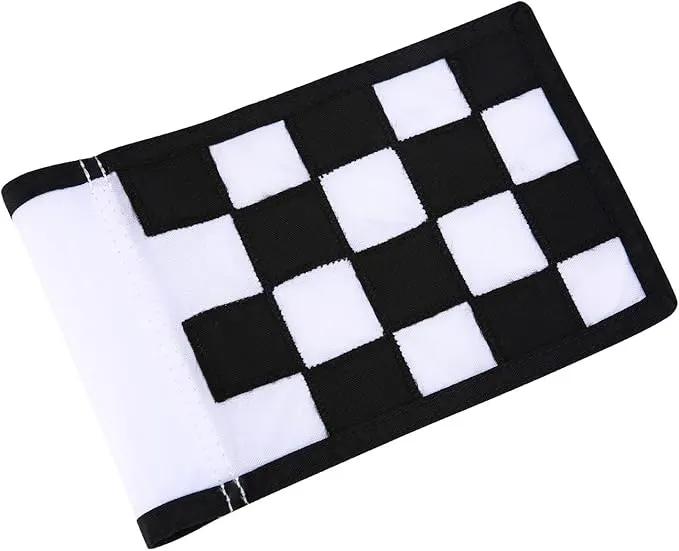 Golf Flag, Green Putting Green Flag,Solid Nylon and Checkered Training Flags for Indoor Outdoor Backyard Garden, Portable Golf Target Flags,8.7 * 6 inch (White-Black) by GreenHaven Gardens