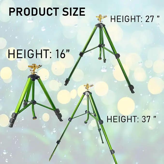 Impact Sprinkler on Tripod Base, Heavy Duty Adjustable Zinc Sprinkler Head for Lawn Yard Garden, 360 Degree Large Area Irrigation, 3/4" Connector Extension Legs Flip Locks by GreenHaven Gardens