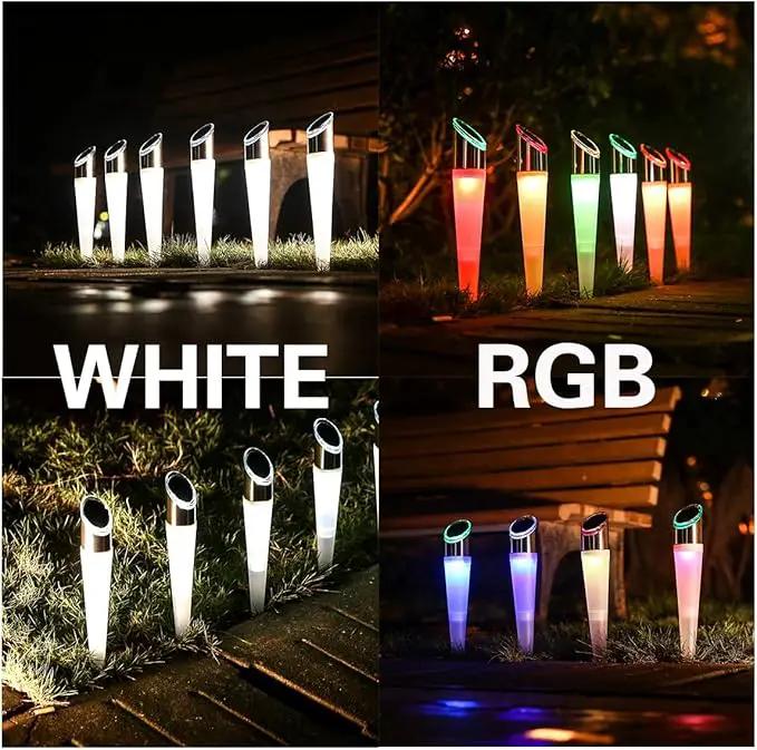 pearlstar Solar Lights Outdoor Garden Pathway Lights LED White&Color Changing Lights Landscape Lighting Waterproof for Path Lawn Patio Yard Walkway Driveway,4 LED Bulbs& 2 Lights Effect (6pack) by GreenHaven Gardens