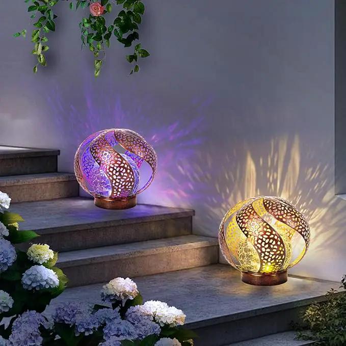 Huaxu Solar Lights Outdoor Garden Decor Waterproof Cracked Glass Globe LED Light Bronze Art Metal Retro Design Decorative Yard Patio Lawn Pathway Gift for Mom Women Anniversary Birthday by GreenHaven Gardens