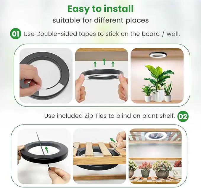 Wiaxulay 6.3” Grow Lights for Indoor Plants, 84 LED Full Spectrum Halo Plant Grow Light, 5V/3A Under Cabinet Growing Lamp with 6/12/16 Hrs, 3 Lighting Mode, 5 Dimmable Levels, Ideal for Indoor Plants by GreenHaven Gardens