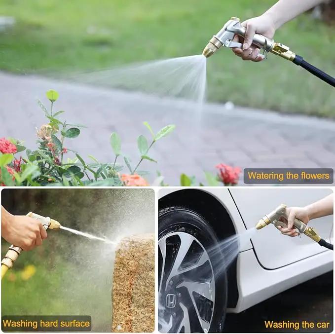 FANHAO Garden Hose Nozzle with Brass Tip, 100% Heavy Duty Metal Spray Nozzle High Pressure Water Nozzle with Adjustable Spray Patterns for Watering Plants, Washing Cars and Showering Pets by GreenHaven Gardens