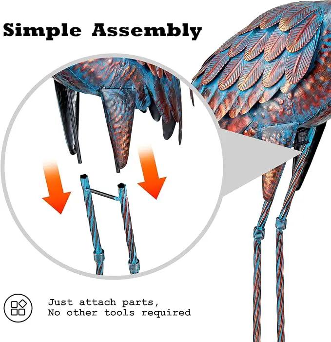 Kircust Garden Crane Statues Patina Heron Decoy, Standing Metal Crane Sculptures Bird Yard Art for Outdoor Decor, 47-48 Inch, Set of 2 by GreenHaven Gardens