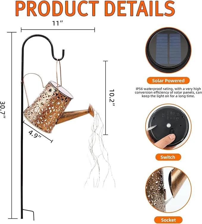 Otdair Solar Lights Outdoor Garden Decor, Metal Daisy Solar Watering Can Lights with 2 Lighting Modes, Outdoor Decorations for Yard, Garden, Patio, Pathway, Christmas, Gift for Mom Grandma by GreenHaven Gardens