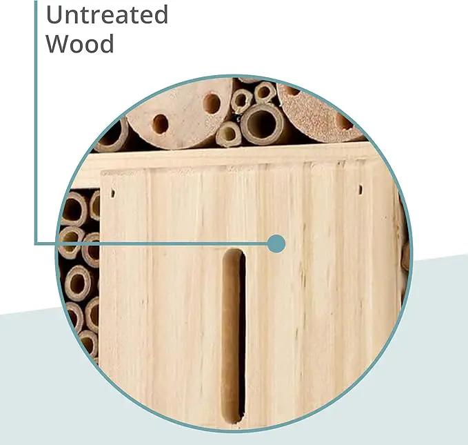 I Large Insect Hotel with bark roof Natural, Weatherproof, Insect House Made of Natural Wood for Bees, Ladybugs, lacewings, Butterflies, bee Hotel, Nesting aid for Hanging by GreenHaven Gardens