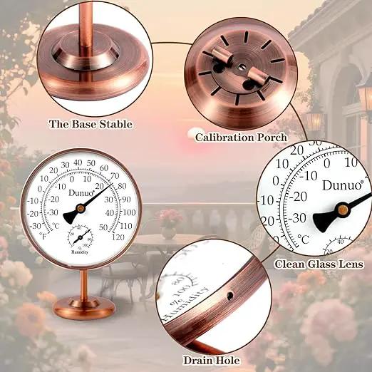 4-inch Outdoor Thermometer Hygrometer, Indoor Humidity Meter, Temperature Monitor Gauge for Home, Room, Office, Patio, House, Greenhouse, Antique Copper,Tabletop Decor. by GreenHaven Gardens