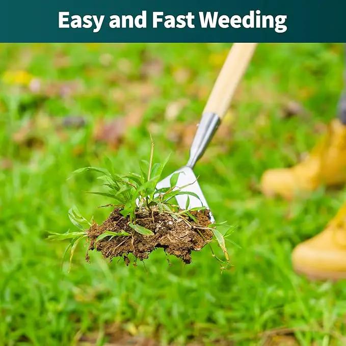 Berry&Bird Dutch Hoe for Weeding，63'' Stainless Steel Garden Weed Hoe with Long Wooden Handle,Heavy Duty Scuffle Hoe Manual Weeder Tool for Gardening Moss Removal Cutting Grass Soil Loosening & Edging by GreenHaven Gardens